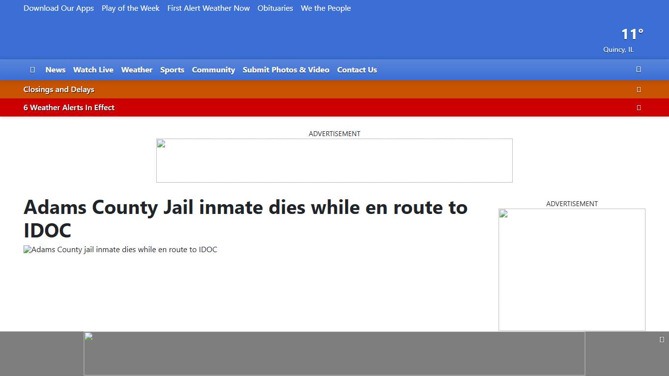 Adams County Jail inmate dies while en route to IDOC